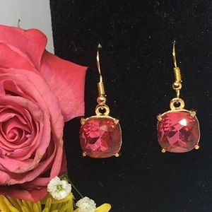Rose Tourmaline Faceted Gems on Gold Plated Hooks